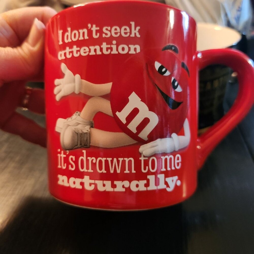 M&Ms Red Ceramic Coffee Mug With Funny Design 12 Oz